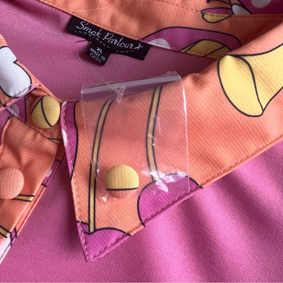 NWT Unique Vintage Smak Parlour Retro Mod 60s Mushroom Cherry Collared Dress XL - Picture 5 of 14